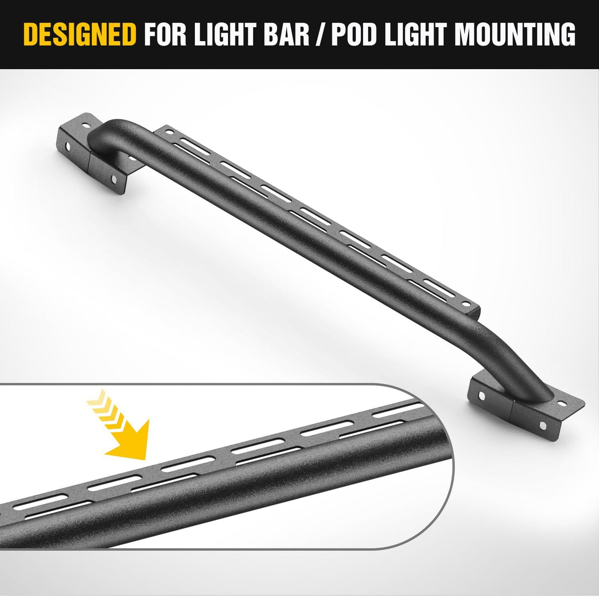 Grille Guard with Light Mounting Brackets for Ford Bronco 2021-2025 Modular Steel Bumper(Not fit Sport or Raptor) Heavy Duty Steel Front Bumper Protector Bull Bar, Matte Black