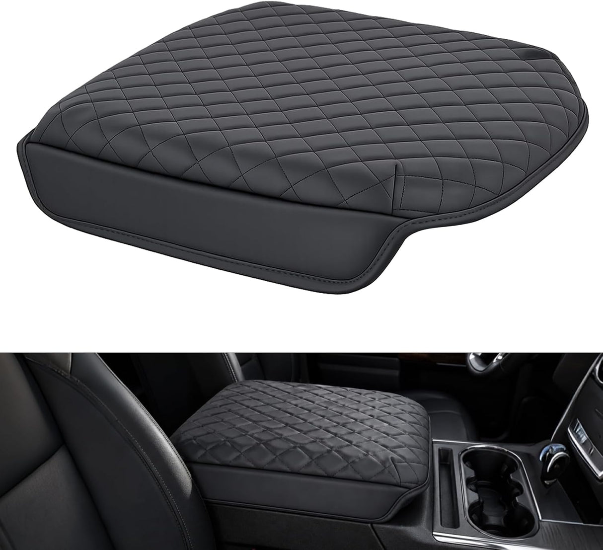 Center Console Cover Fit for Chevy GMC Silverado Sierra 2019-2026 | for Tahoe Yukon Suburban 2021-2026 Bucket Seat Accessories Middle Armrest Cover for Car Waterproof Leather Arm Rest Cushion