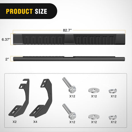 Running Boards for 2005-2023 Toyota Tacoma Double Cab 4 Full Size Doors 6 Inch Side Step Nerf Bars Black