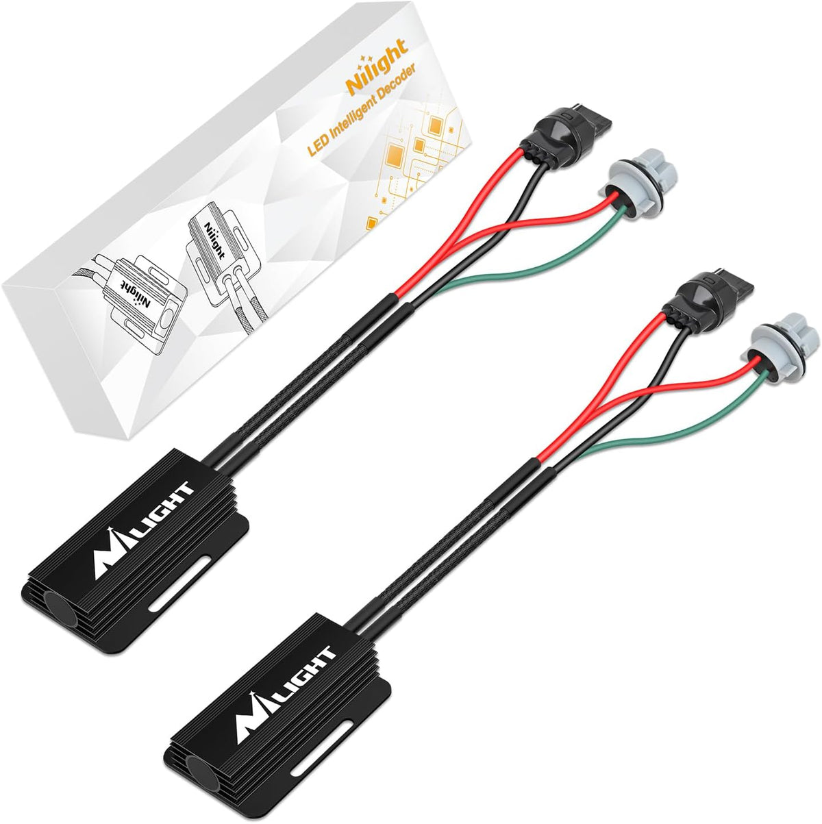 7440 LED CANbus Decoder, Anti-Flickering Harness Load Resistor Kit Turn Signal Error Warning Canceller, Pack of 2 | Helps Reduce Hyper Flash, Flickering and Dashboard Error Warnings, Pack of 2
