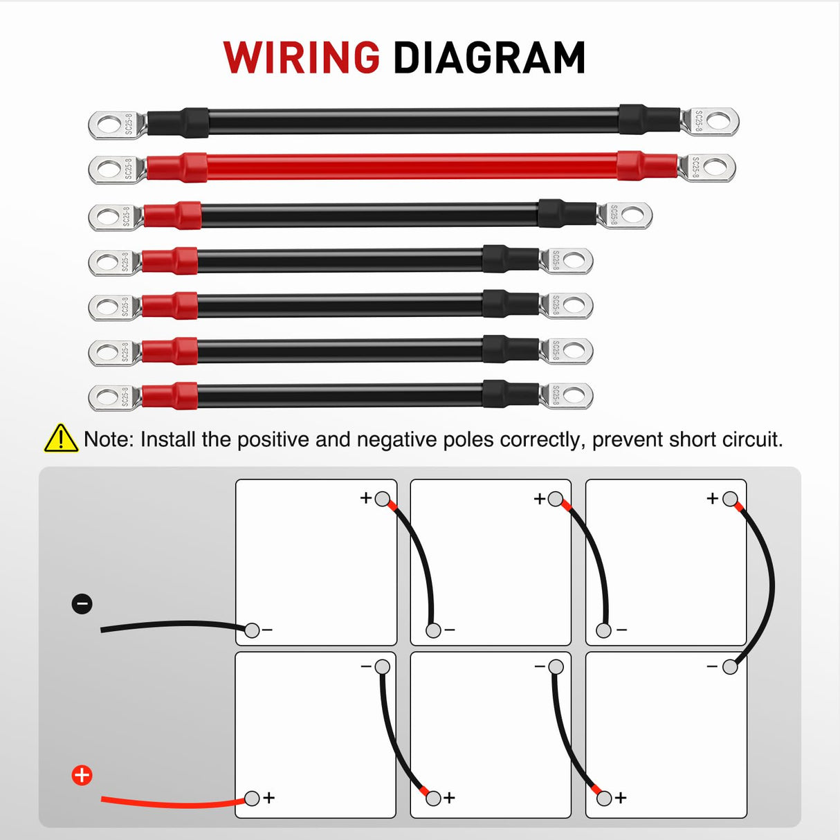 7PCS 4 AWG Golf Cart Battery Cable Kit Pure Copper for EZGO TXT | Heavy Duty Pure Copper AC/DC Wire Kits with Tinned Copper Lugs for 36V/48V EZGO TXT 1994-up