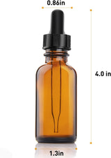 Amber Glass Bottles for Essential Oils with Glass Eye Dropper 30 ml (1oz) for Essential Oils, Chemistry Lab Chemicals, Colognes & Perfumes- Pack of 6