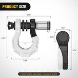 2 Pack 3/4 Inch D-Ring Separate Shackle 45,000 Lbs Break Strength | Includes 7/8 Inch Lock Pin, Isolators and Washers Off Road Recovery, for Tow Strap Winch Truck Vehicle Black&White