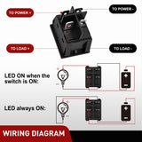 3PCS DPST Rocker Switches 12V 30A/110V 35A/125VAC Red Lighted 4 Pin 2 Position ON Off Toggle Switch KCD4 for Car Automotive Truck Boat Marine Off-Road Vehicle