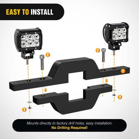 1-1/4 inch Towing Hitch Mount Bracket for Truck Trailer RV SUV Pick Up fit Dual LED Work Light Reverse Rear Back Up Off Road Lights(Towing Hitch Mount Bracket) Without Light