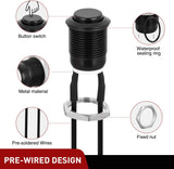 12mm Momentary Push Button Switch 6PCS with Pre Wired Harness 12V Waterproof Black Metal Small Round Power Push Button Switches 2 Pin for Car Automotive Truck Boat Marine Off-Road Vehicle