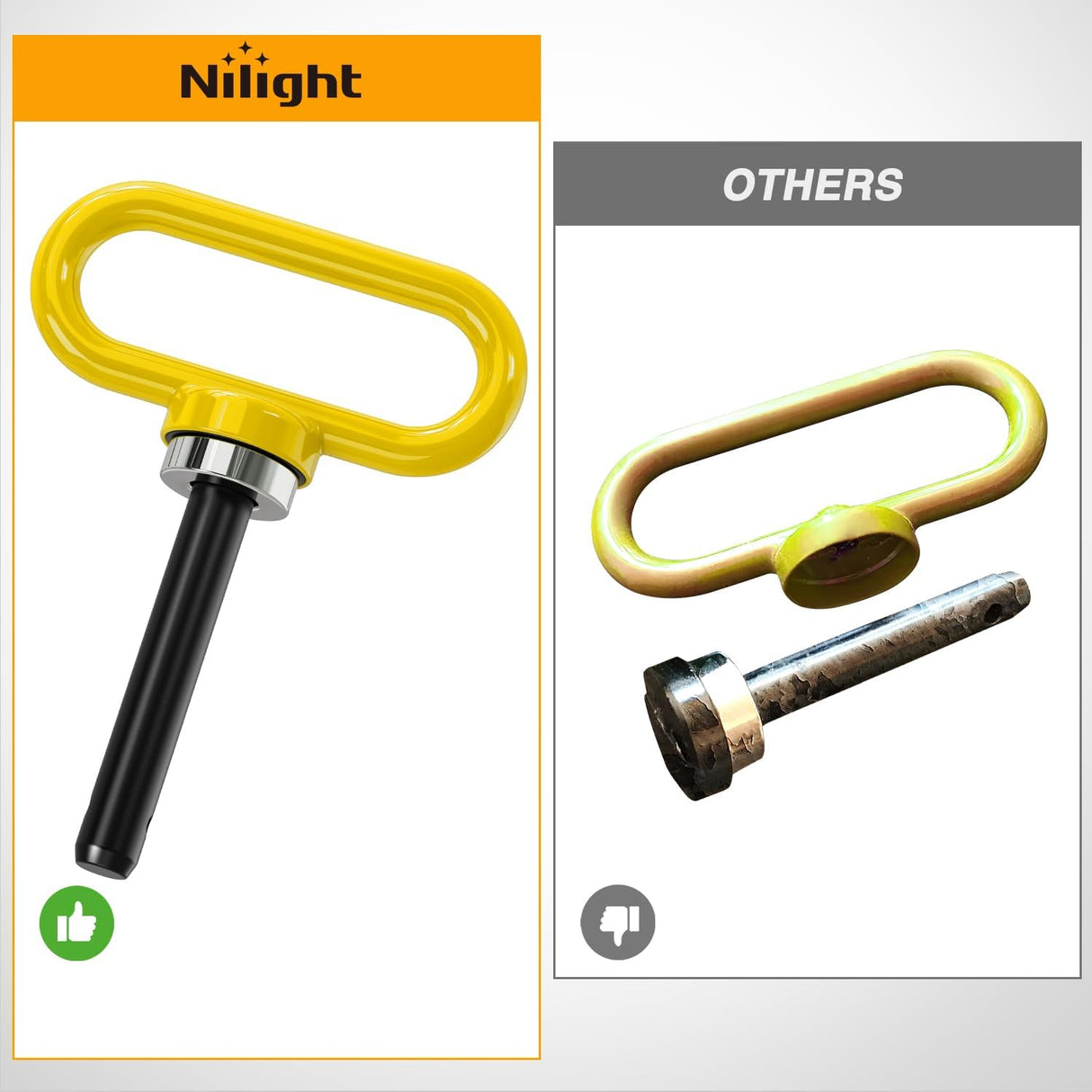 1/2 Inch Diameter Heavy Duty Ultra Strong Neodymium Magnet Trailer Hitch Pin Yellow for Lawn Mower, Tractor, Towing Cargo, ATV Trailer
