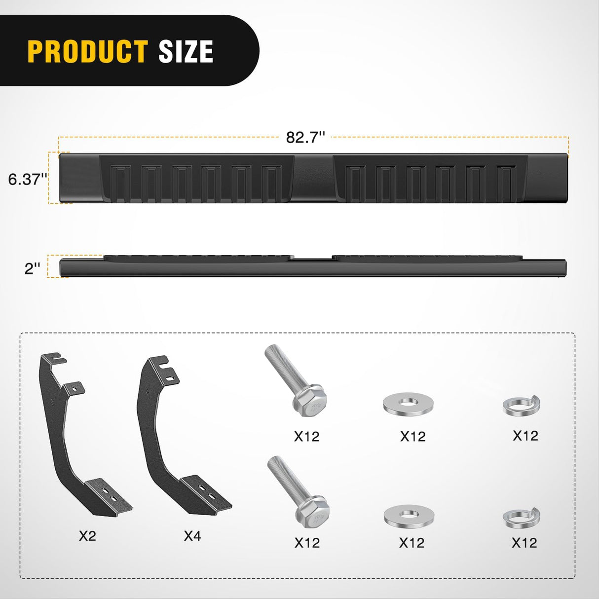 Running Boards for 2022 2023 2024 2025 2026 Toyota Tundra Crewmax Cab 4 Full Size Doors 6 Inch Side Step Nerf Bars Black