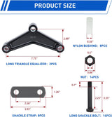 Trailer Axle Equalizer Shackle Kit Double Eye Springs Suspension | Fits 3500 to 5200 lbs Axles Dual Stage Anti Rust Coating includes Nylon Bushings Bolts Nuts Straps Repair Parts Black