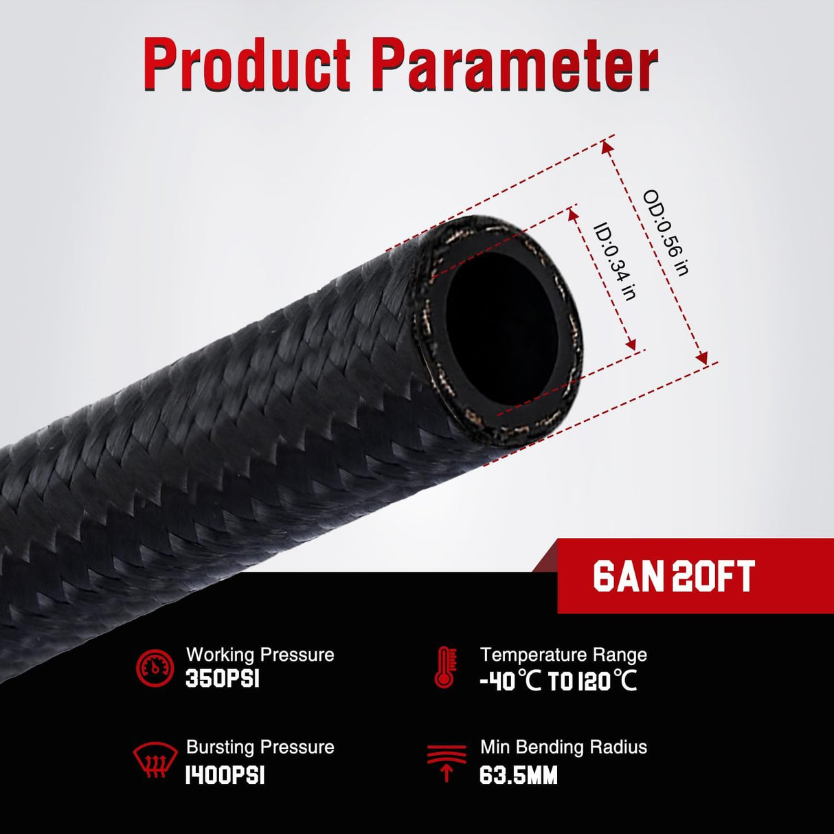 6AN 20FT CPE Fuel Hose Kit with 12PCS AN6 Fittings&Hose Separators | CPE Nylon Stainless Steel Braided Oil Gas Diesel Fuel Hose End Fitting Kit for Transmission Oil Cooler Vacuum Lines