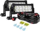 7Inch 36W Spot LED Light Bar Led Off Road Driving Lights Fog Lamps and 1PC 16AWG Wiring Harness Kit- 2 Leads