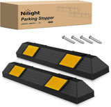 36 Inch Parking Curb - 2 Pack Heavy Duty Rubber Garage Driveway Wheel Parking Stopper Blocks for Cars, SUVs, and Trucks