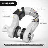 Mega D-Ring Shackles, 3/4 Inch Heavy Duty Recovery Tow Shackle | 7/8 Inch Screw Pin, 2Pcs White, 68,000 lbs Break Strength(17,000 lb WLL), Forged Steel, Off-Road Recovery, Fits Tow Strap Winch