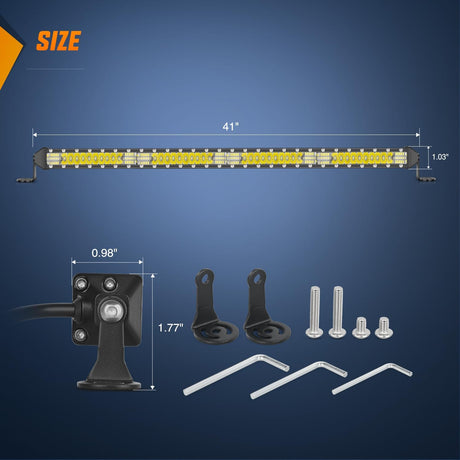 Slim LED Light Bar 40 Inch 104LED Single Row Spot Flood Combo Fog Lights Driving Light Work Lights Roof Bumper Lamp Offroad Lighting for 4x4 Trucks SUV ATV UTV
