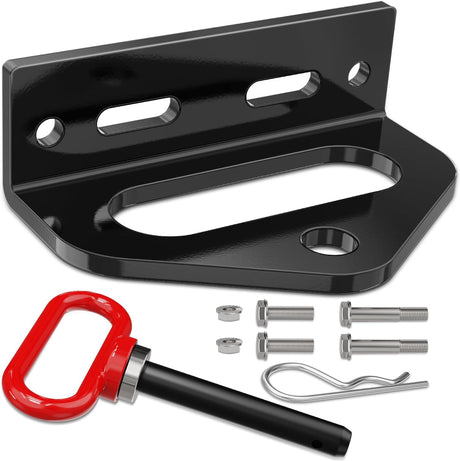 Universal Heavy Duty Zero Turn Mower Trailer Hitch Kit Strong Neodymium Magnetic Pin with 4 Bolts 1/2'' R-Clip Combo Pack Red & Black 6mm Thick