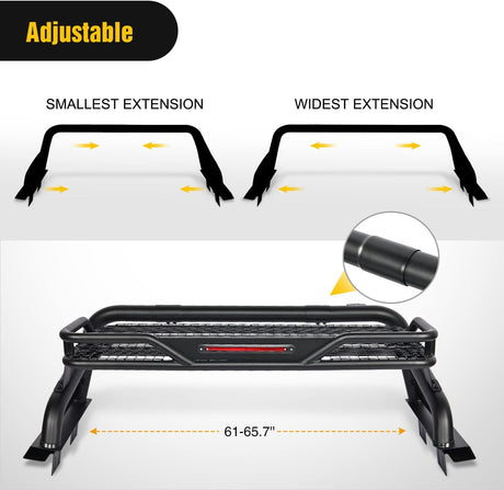 2002-2023 Dodge Ram 2014-2023 Chevrolet Silverado 2015-2023 F150 2014-2023 Tundra Truck Bed Chase Rack Carrier Basket Nilight