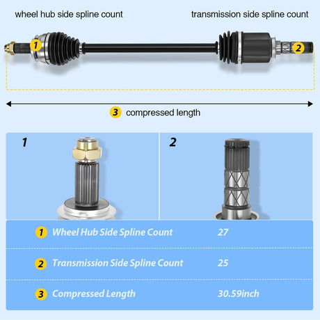 CV Axle Shaft Assembly Compatible with 2008 2009 2010 2011 2012 2013 2014 2015 Subaru Impreza 2005-2009 Legacy Outback Half-Shaft Assemblies Replacement Front Wheel Driver or Passenger Side