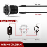 12mm Momentary Push Button Switch 6PCS with Pre Wired Harness 12V Waterproof Black Metal Small Round Power Push Button Switches 2 Pin for Car Automotive Truck Boat Marine Off-Road Vehicle