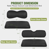 Golf Cart Seat Covers 2PCS Black Leather Yamaha Drive G29 Drive2 | Waterproof Leather No Staple Design Sun Scratch Resistant Cover Fits Yamaha 2007-2016 Drive G29/2017-2026 Drive 2