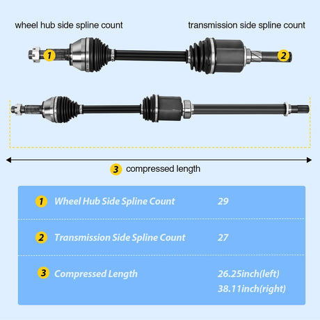 CV Axle Shaft Assembly Compatible with 2008 2009 2010 2011 2012 2013 Nissan Rogue 2014-2015 Nissan Rogue Select Half-Shaft Assemblies Replacement Front Wheel Driver and Passenger Side
