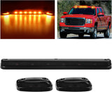 LED Cab Marker Lights 3 PCS Smoke Lens Amber Clearance Roof Running Light Compatible with 2007-2014 Silverado Sierra 1500 2500 3500 2500HD 3500HD