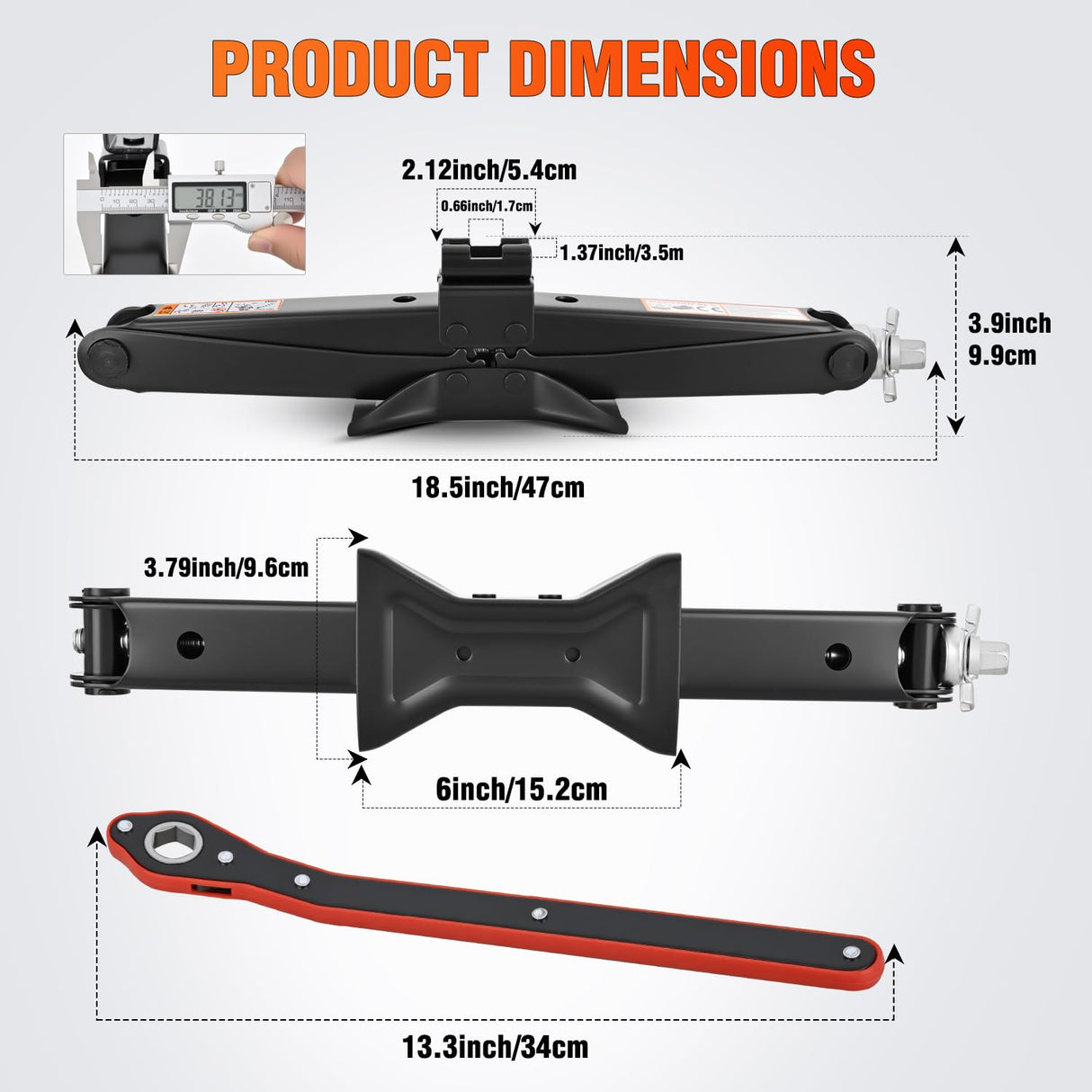 Scissor Jack for Car 2 Ton(4409 lbs), Heavy Duty Steel Scissor Lift Jack Car Kit with Ratchet Wrench for Sedan SUV MPV Tire Changing, 3.9 Inch-15.7 Inch Lifting Range Portable Small Jack Black