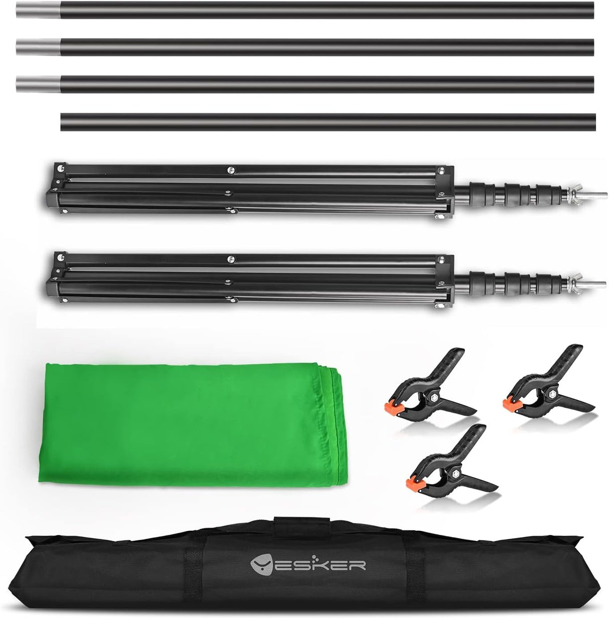 8.5x10ft Green Screen Backdrop Kit with Stand Photography Greenscreen Background Support System with 6x9ft Muslin Chromakey Backdrop and Clamp for Photo Video Studio Portrait Product Shooting