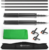 8.5x10ft Green Screen Backdrop Kit with Stand Photography Greenscreen Background Support System with 6x9ft Muslin Chromakey Backdrop and Clamp for Photo Video Studio Portrait Product Shooting