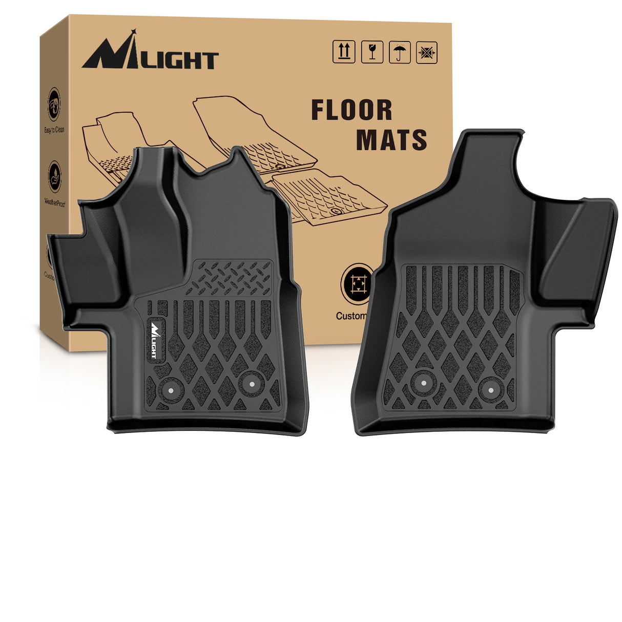Floor Mat TPE Floor Mats for Ford Transit 150 250 350 350HD Vinyl Floor 2022 2023 2024 2025 2026 (Not for Connect) All Weather Custom Fit Heavy Duty Floor Liners