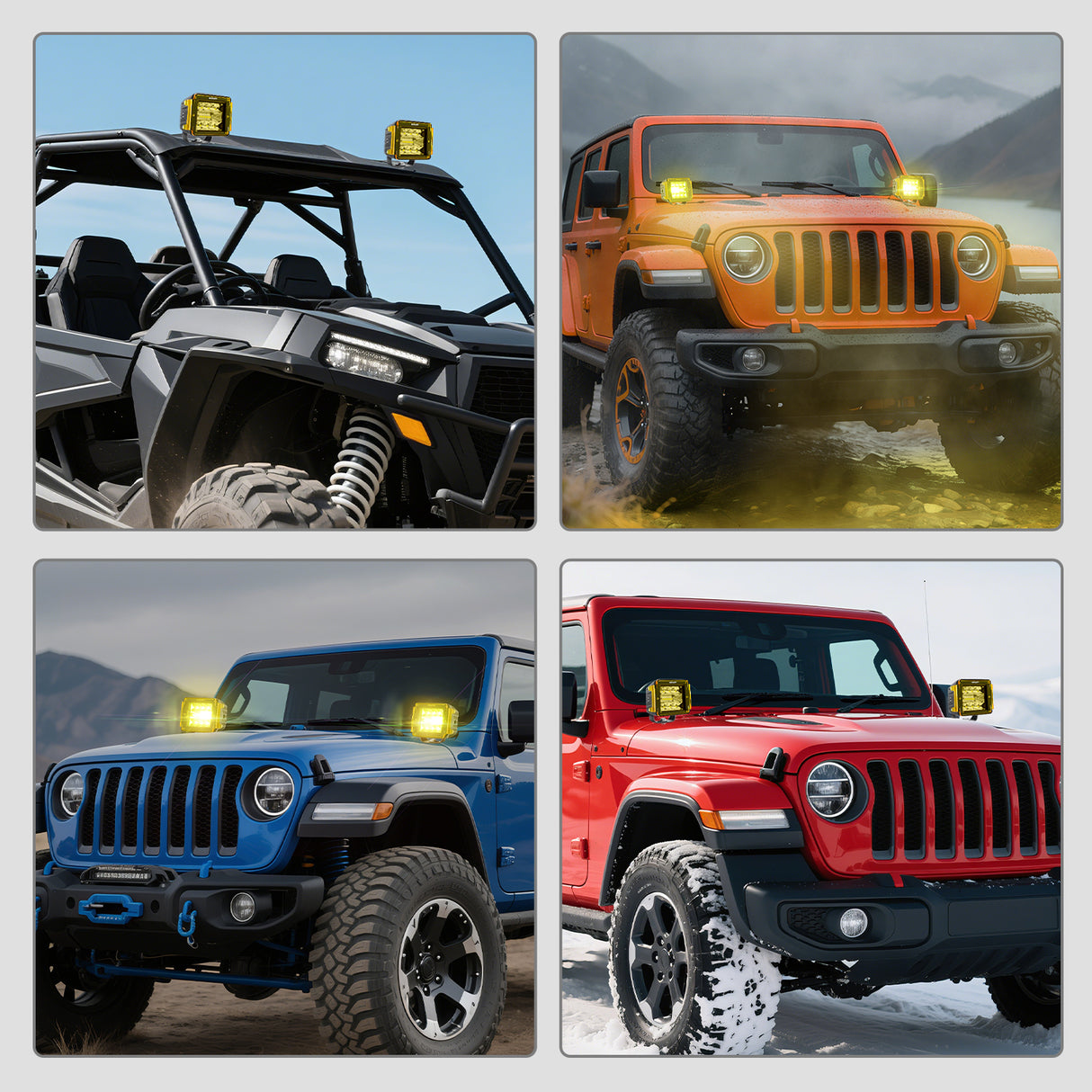 2Pcs 3 inch Yellow Cube Light Pod Cover