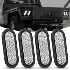 6 Inch Oval White 24Leds Trailer Tail Lights 4Pcs