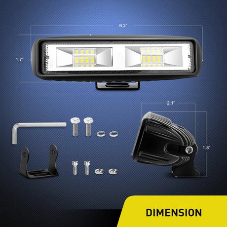LED Light Bar 6" 48W 4800LM Flood Led Work Lights (Pair)