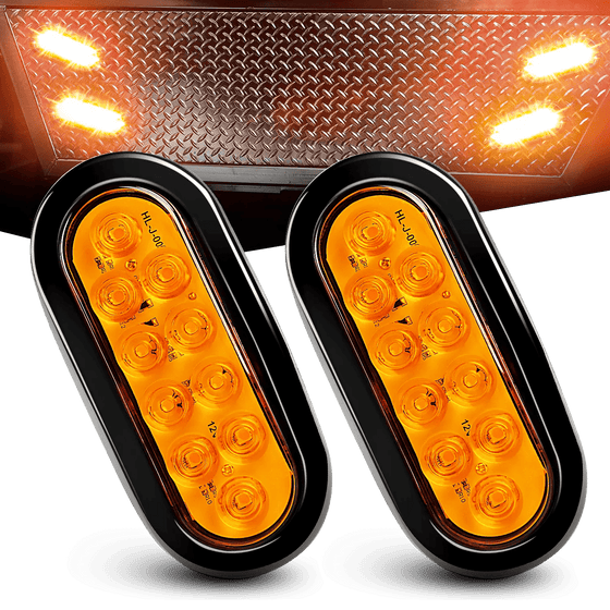 2 Pcs 5 X 3 Inch 10 Led Amber Rectangular Trailer Tail Light - Nilight