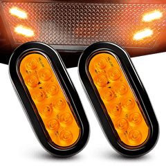 6 Inch Oval Amber LED Trailer Tail Lights (Pair)