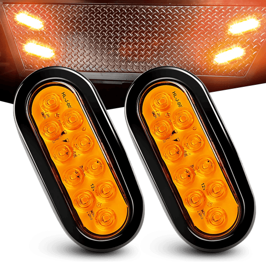 Trailer Light 6" Oval Amber LED Trailer Tail Lights (Pair)