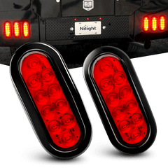 6 Inch Oval Red LED Trailer Tail Lights (Pair)