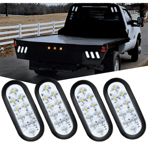Trailer Light 6" Oval White LED Trailer Tail Lights (2 Pairs)