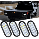 Trailer Light 6" Oval White LED Trailer Tail Lights (2 Pairs)