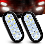 Trailer Light 6" Oval White LED Trailer Tail Lights (Pair)