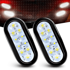 6 Inch Oval White LED Trailer Tail Lights (Pair)