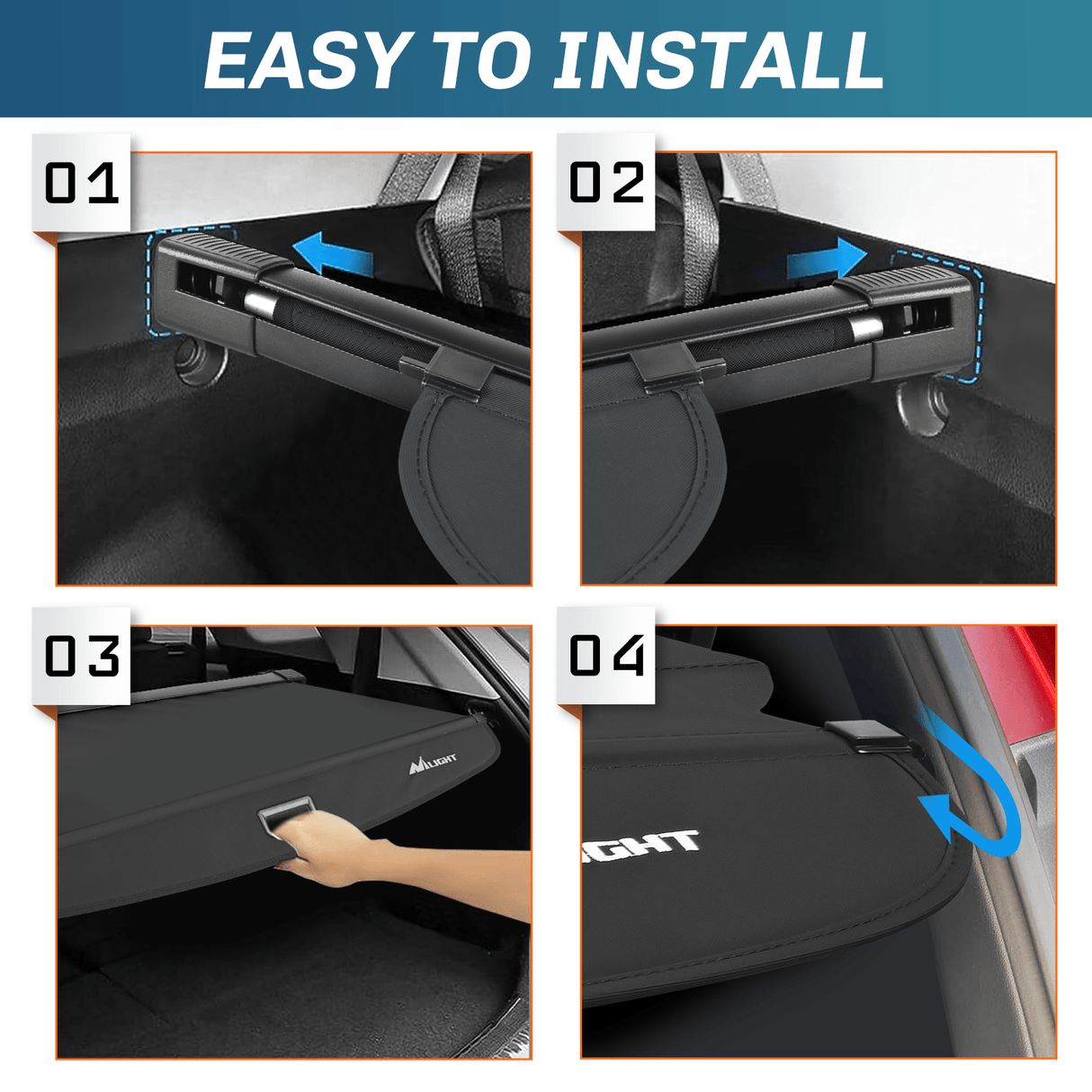 2021-2025 Jeep Grand Cherokee L 3 Row Retractable Trunk Cargo Cover With Trunk Storage Net