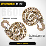 Nilight 3/8Inch X 35Inch Trailer Safety Chain 2pcs Grade 70 Towing Chain with Clevis Snap Hooks 26400lbs Break Strength use for Trailer, RV,and Boat Towing and Gooseneck Couplers