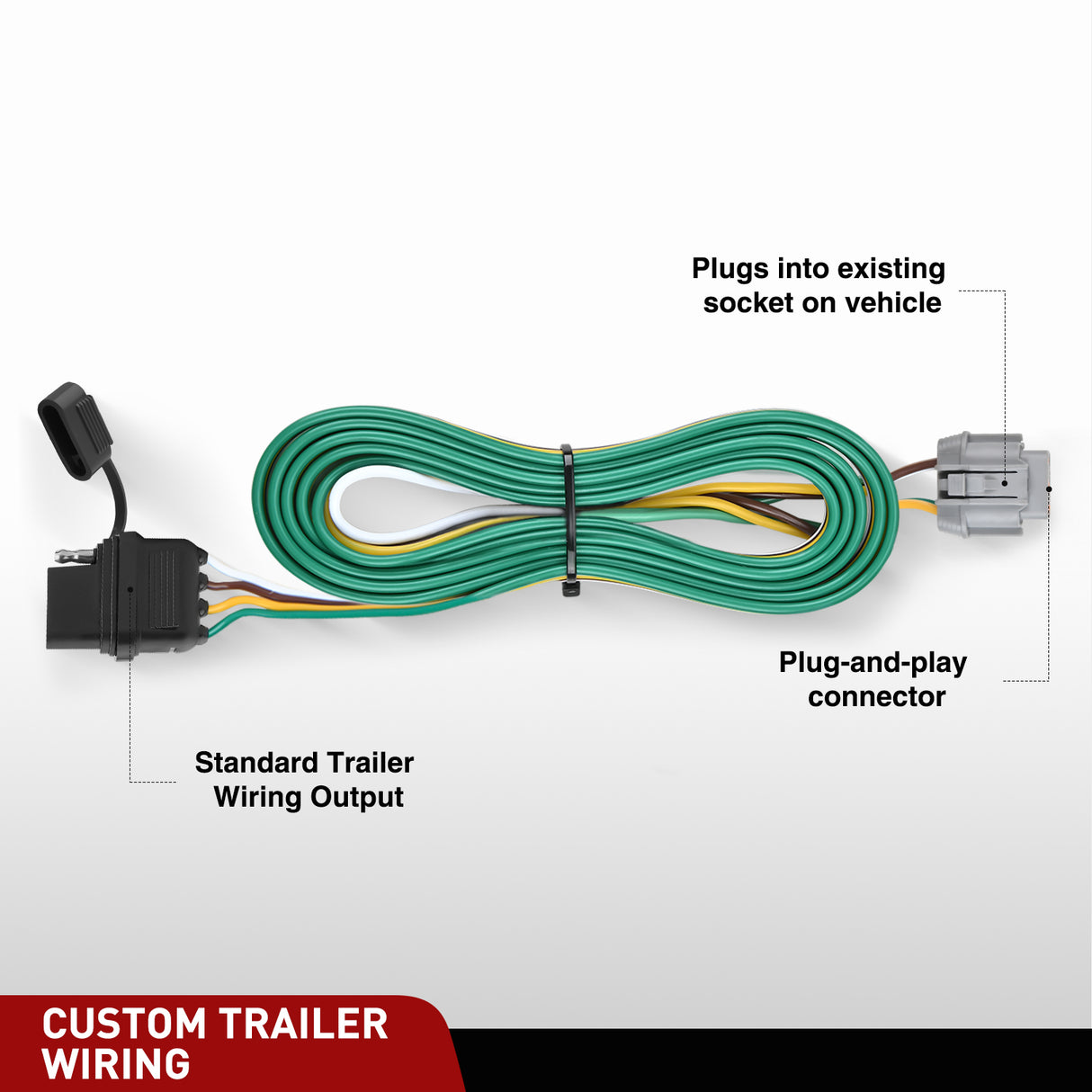 4 Pin Trailer Wiring Harness 55441 Custom for 2005 2006 2007 2008 2009 2010 2011 2012 2013 2014 2015 2016 2017 2018 2019 2020 2021 2022 2023 2024 Nissan Frontier Xterra Pathfinder Suzuki Equator
