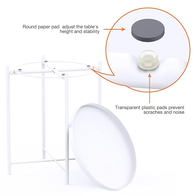 Side Table, End Table Metal Small Table Indoor Outdoor & Snack Bedside Table Sofa Side Snack Table Accent Coffee Table Living Room Bedroom Balcony 1 Layer (White)