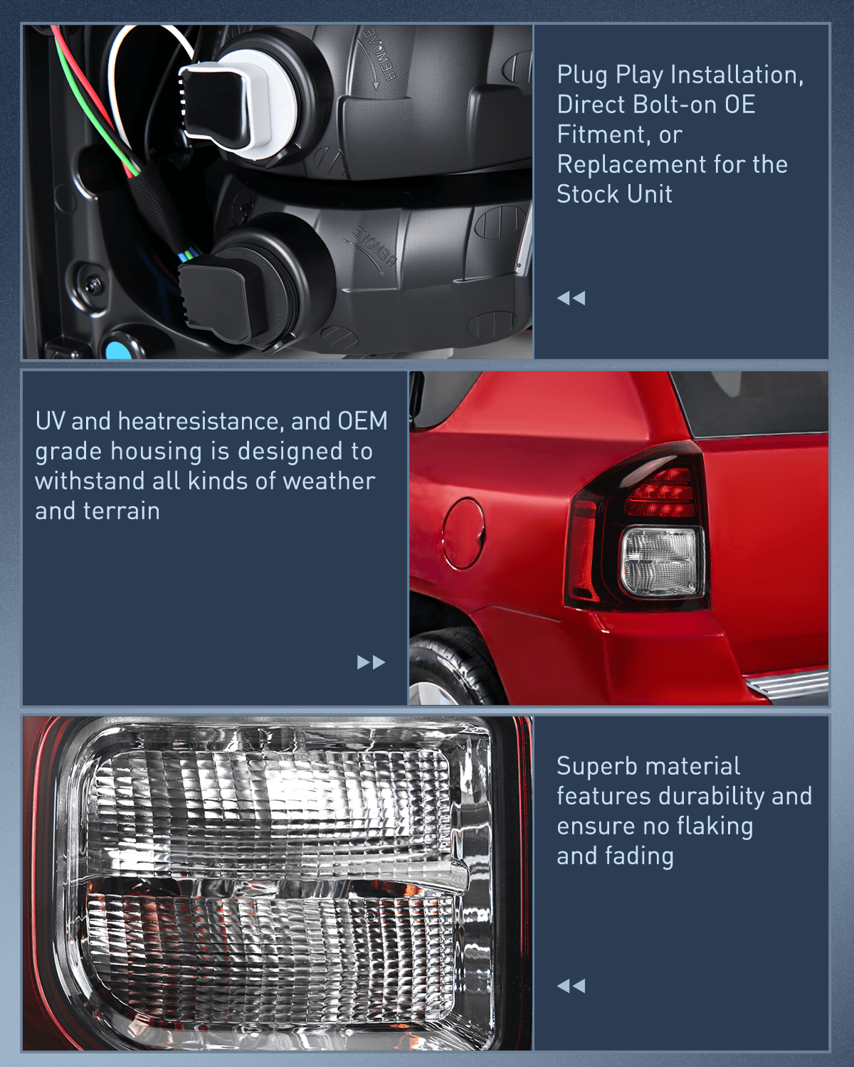 Nilight Taillight Assembly Compatible with 2014 2015 2016 2017 Jeep Compass Tail Light OE Style Rear Lamp Replacement Driver Side w/Bulbs