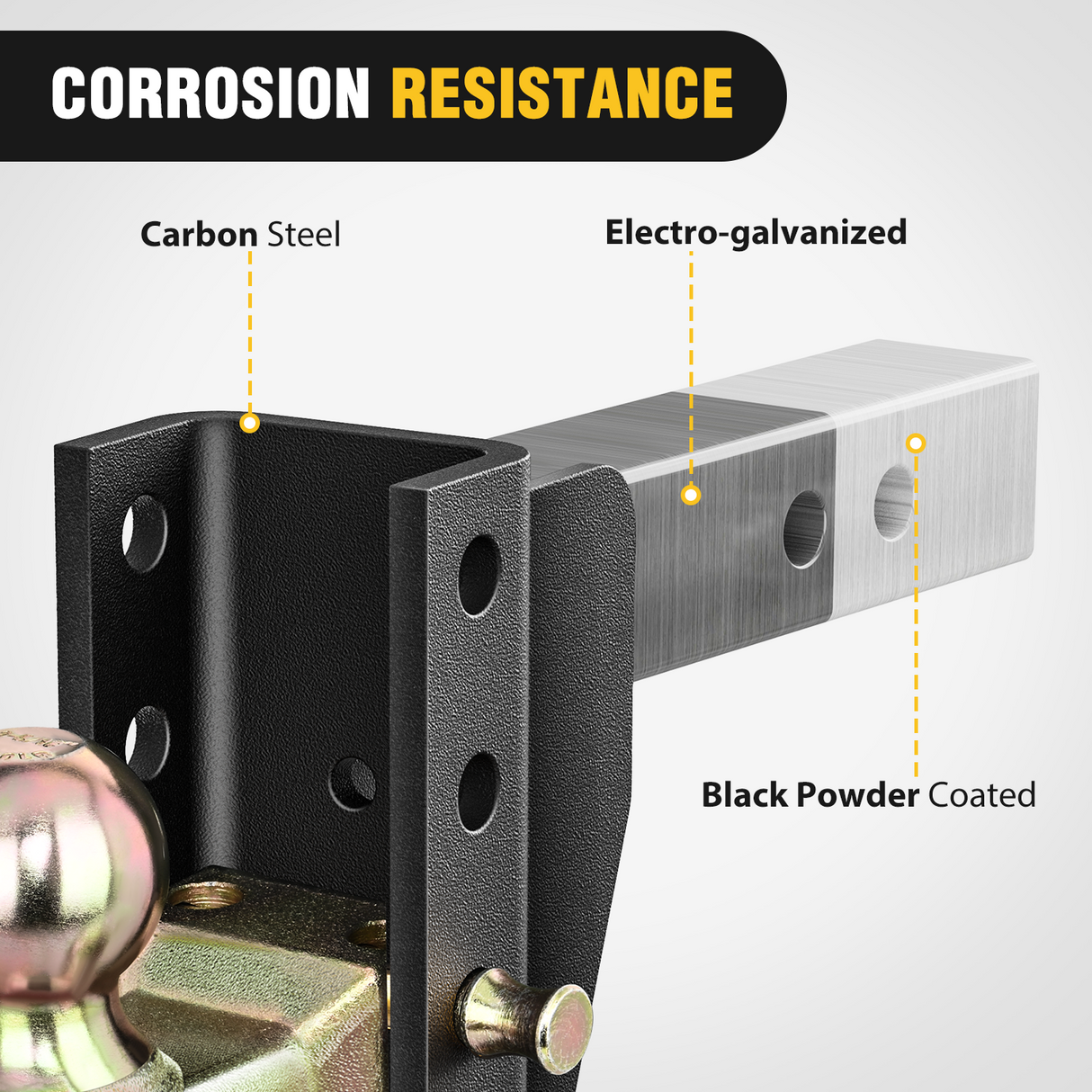 Nilight Adjustable Tri-Ball Trailer Hitch Mount 8 Inch Drop/Rise Hitch 1-7/8Inch 2Inch 2-5/16Inch Fits 2-Inch Receiver 15000lbs GTW for Heavy Duty Truck with Anti-Theft Pin