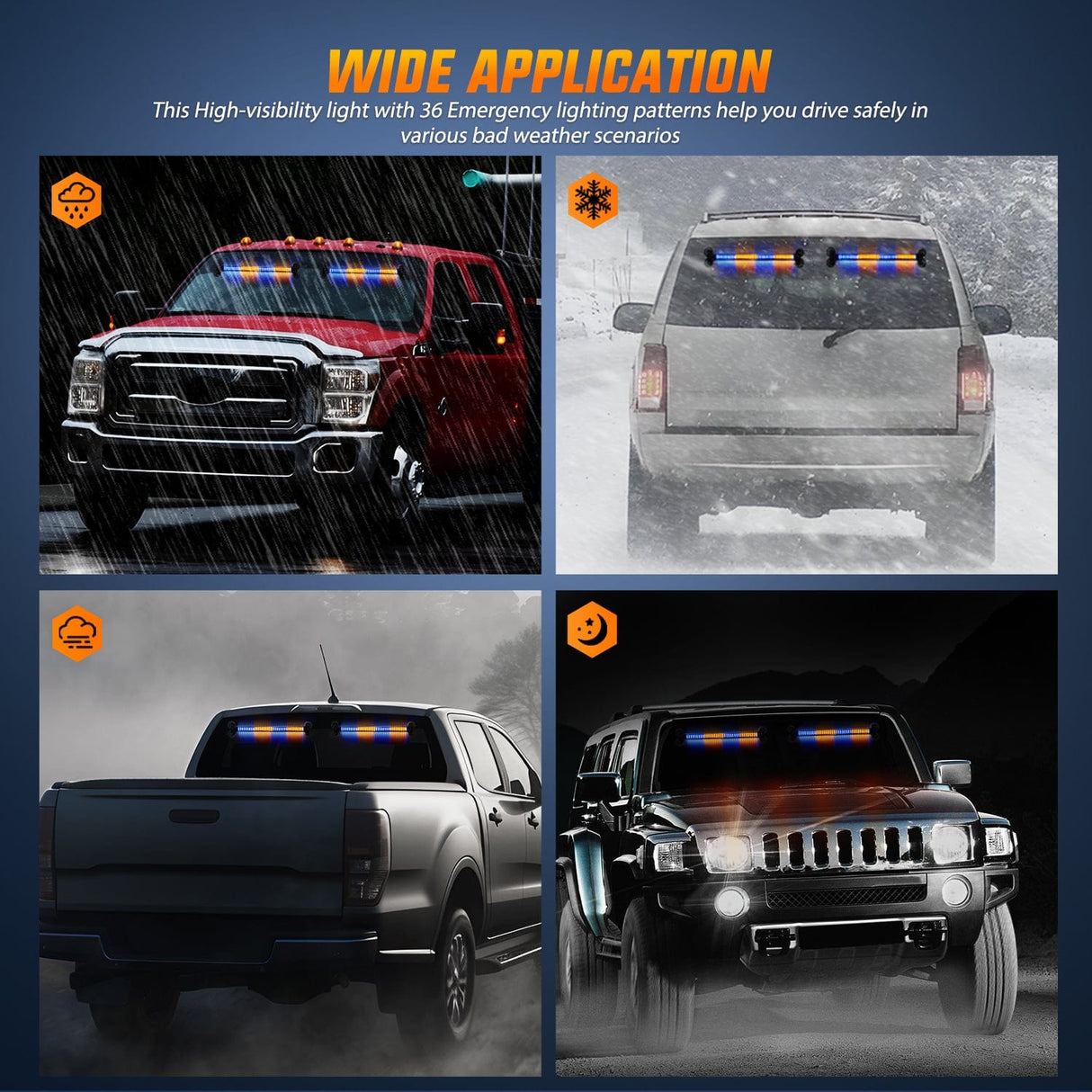 Nilight 144 LED Strobe Traffic Advisor Light Bar Amber Blue with Controller 2 in 1 Automotive Emergency Warning Flashing Police Windshield Lights Bars for Cars Tow Plow Trucks Construction Vehicles