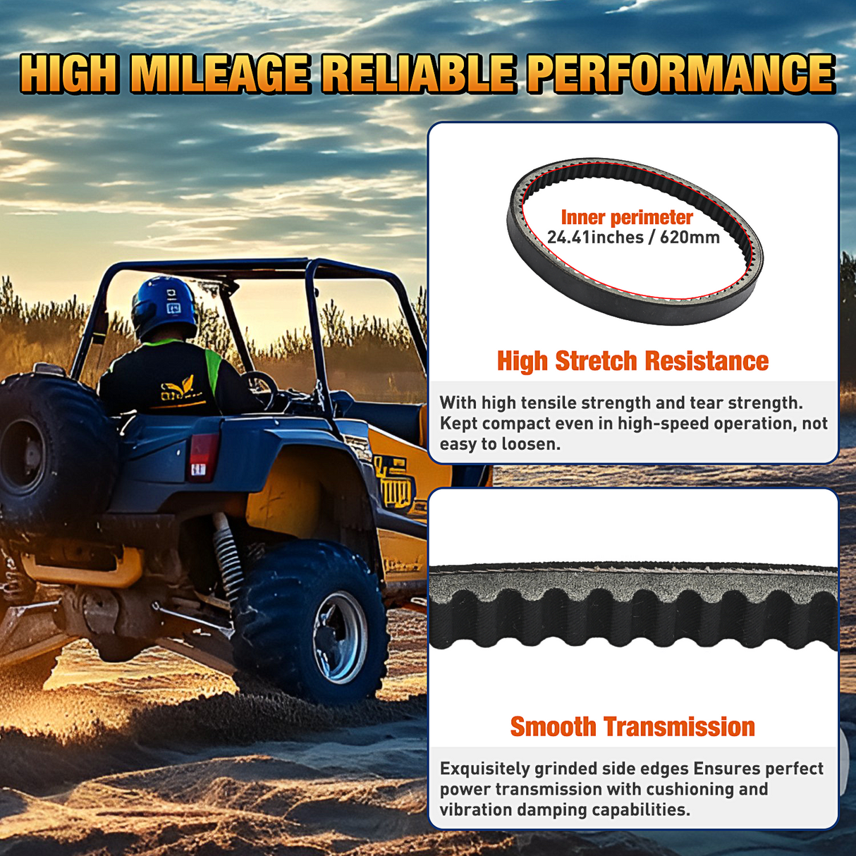 Go Kart Drive Belt 40 Series Torque Converter Belt Replacement for Comet 203785A Comet 203785 MANCO 12346 40 Series, 3 Pack