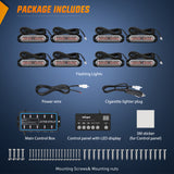 Led Strobe Light 8PCS Led Strobe Lights with Controller 12V 24V Sync Feature Red Strobe Light 12 LED Surface Mount Emergency Hazard Warning Lights with Strobe Controller for Vehicle Car Truck RV ATV