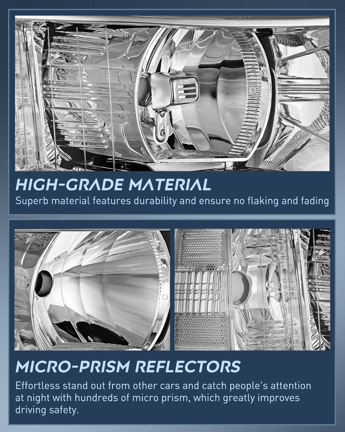 Nilight Headlight Assembly Compatible with 2007 2008 2009 2010 2011 2012 2013 Silverado 1500 2014 2500HD 3500HD Replacement Chrome Housing Clear Reflector